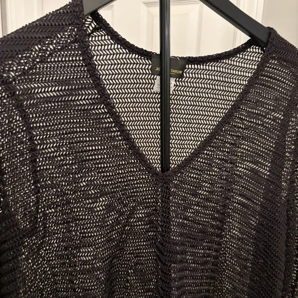 Jordan Taylor Black Mesh Swimsuit Cover Up Vintage Made In USA Sheer Chevron EUC